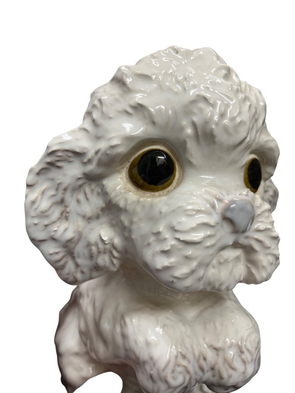 USA VTG big eyes ceramic white poodle puppy statute figurine SKU 10-220 - Picture 6 of 11